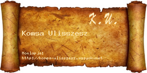 Komsa Ulisszesz névjegykártya